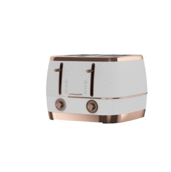 Beko Cosmopolis 4 Slice Toaster in an elegant White Rose Gold finish