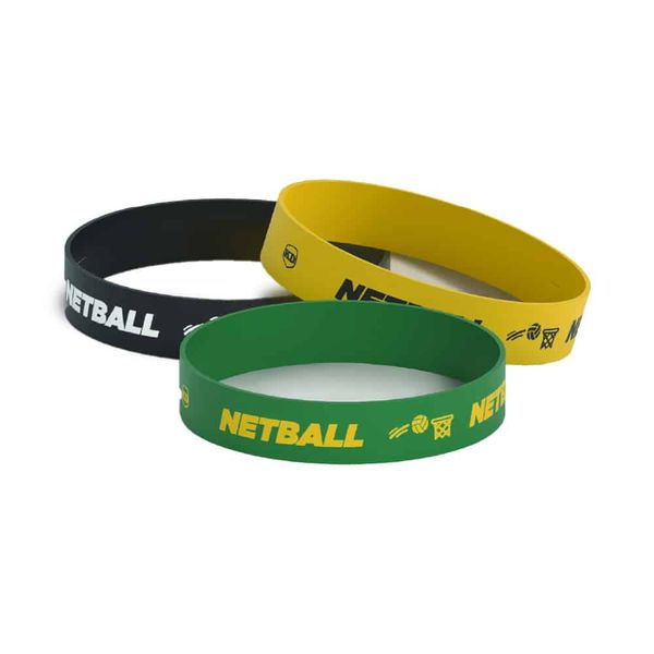 Killer Deals Debossed "Netball" Silicone Wristband Bracelet- 3 Pack