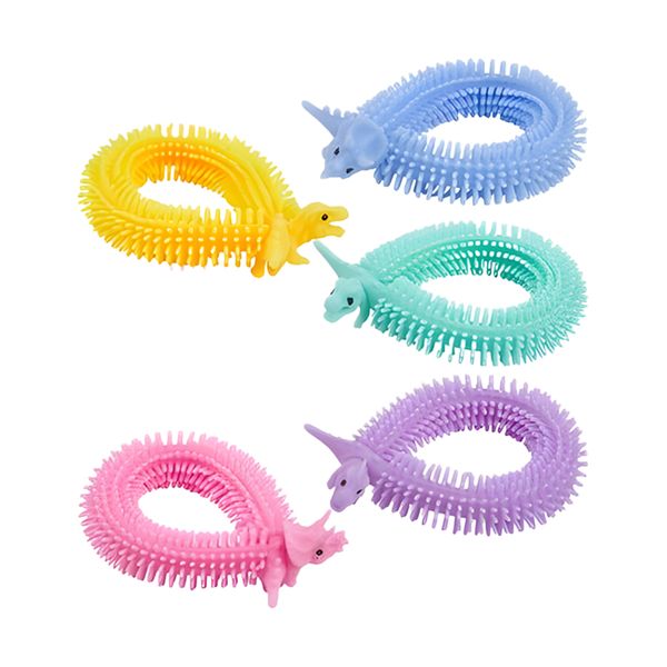 Cute Long Rubber Dinosaur and Horse Fidget Wristband Toys - 5 Pieces