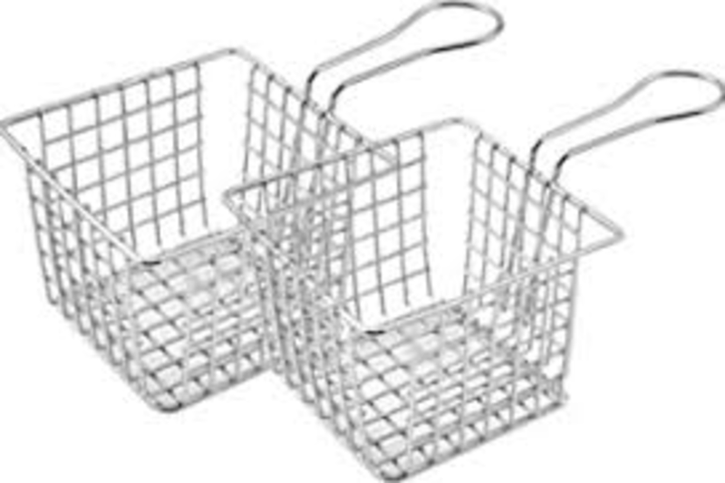 2 Pieces Mini Chips Fry Basket French Fries Holder Mesh Wire