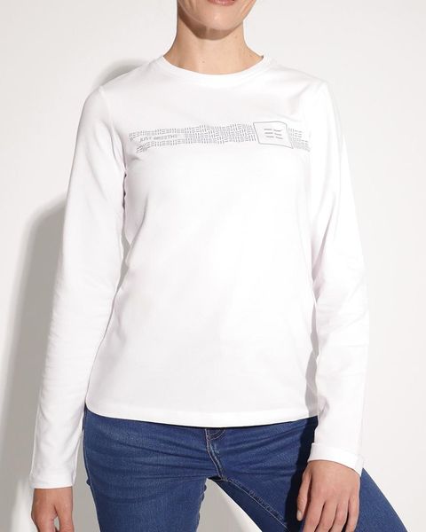 Breeth Women's Comfortable Cotton Long Sleeve Travel T-Shirt with Print - White