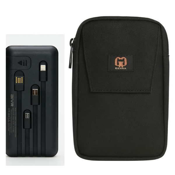 20000mAh - Fast Charging Portable Power Bank + Mobile Travel Pouch