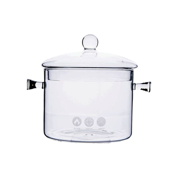 Clear Glass Simmer Pot with Lid for Cooking