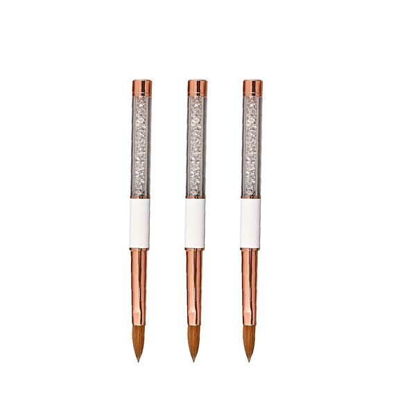 Acrylic Nail Brush With Cap White Crystal Handle x2