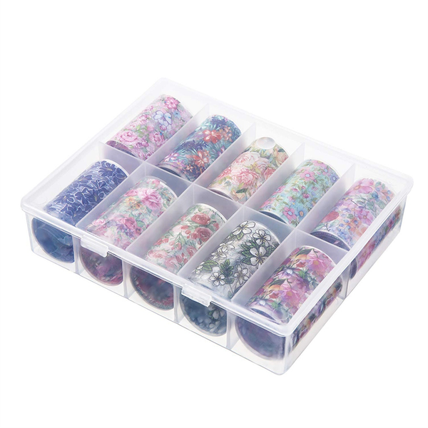 1Box/10Roll Colorful Flowers Print Stickers