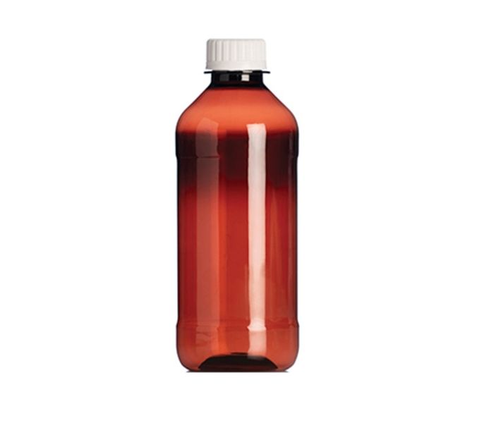 Plastic Bottle Round Amber 350ml Screw Cap 100's
