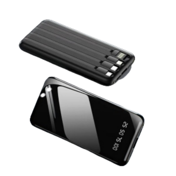 10000mah Powerbank Fast Charging with Built in Cables