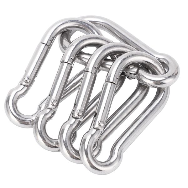 Heavy Duty Carabiner Clip, 60mm Stainless Steel Spring Hook for Camping