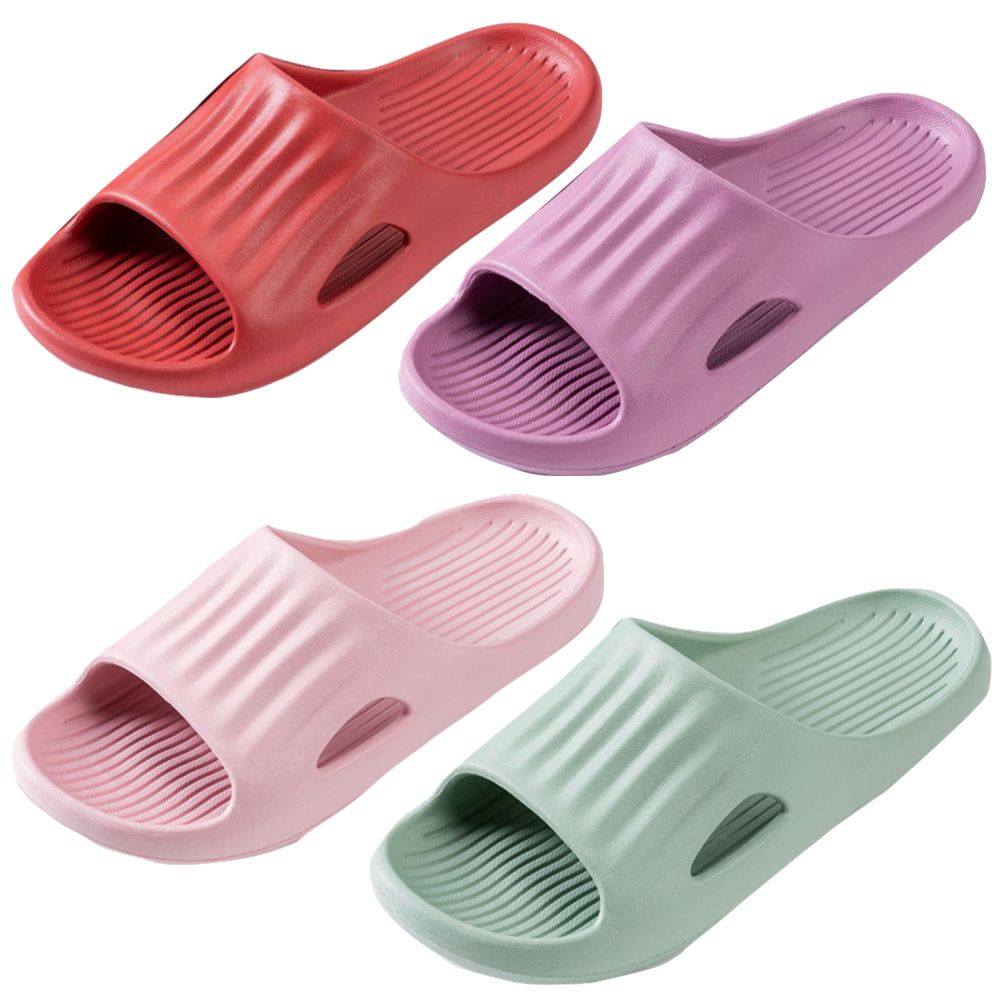 Fashion Sandal Women's' Casual Flat Slides With Ridges Set Of 4 Pairs ...