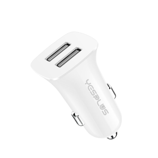 YESPLUS - YS-1203 - 2.4A Fast Car Charger With Dual USB Ports - White