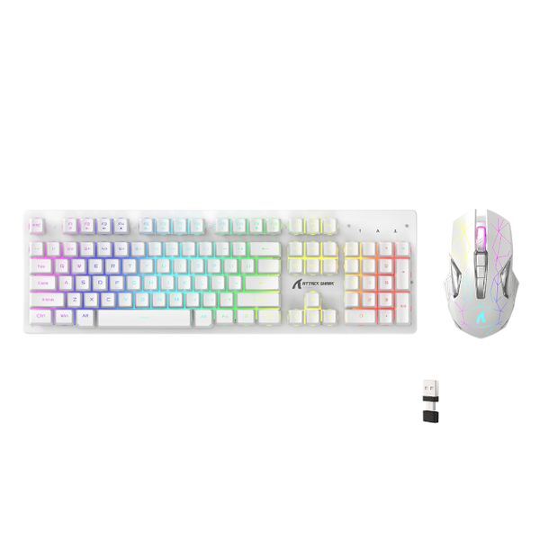 Wireless Gaming Keyboard Mouse Type C/USB RGB for Smart Device - White
