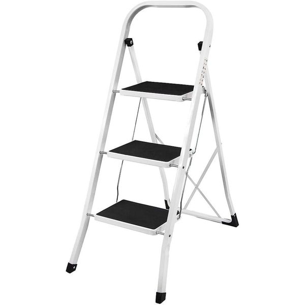 Household - 3 Step Folding Ladder (Heavy-Duty - 150kg) - White