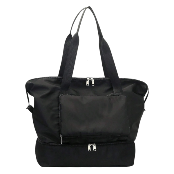 Large Capacity Travel Duffel Bag With Multiple Compartments - Black