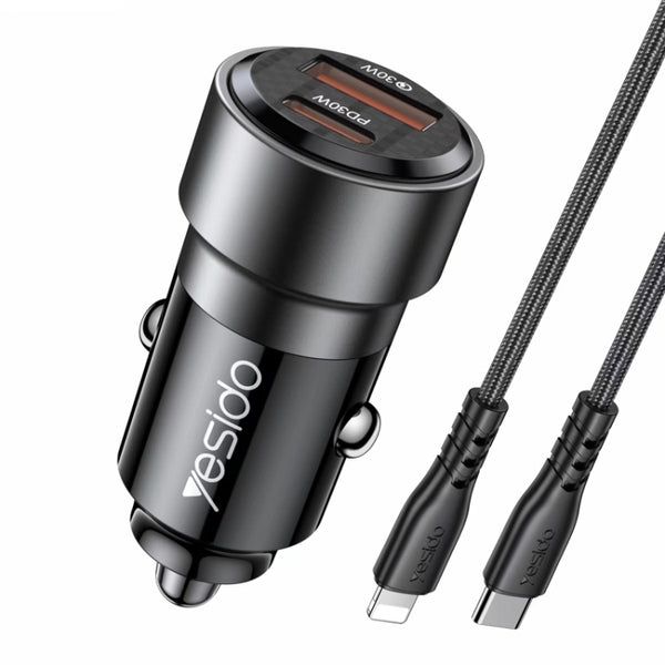 Yesido Y54 60W Super Fast Pd Type-c And Qc 3.0 Usb Port Car Charger-EM