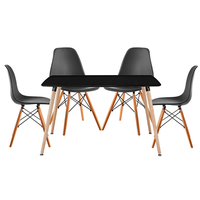 5 In 1 Nordic Design Rectangular Dining Table and Chairs (Black)