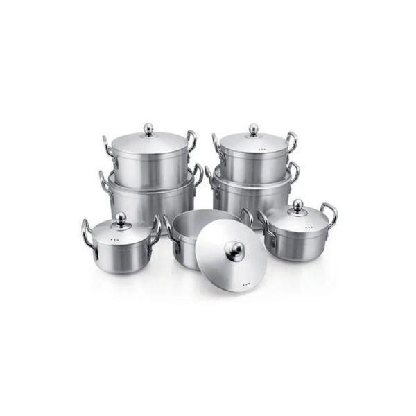 Complete 7-Piece Cooking Pot and Pan Set - Aluminum Build