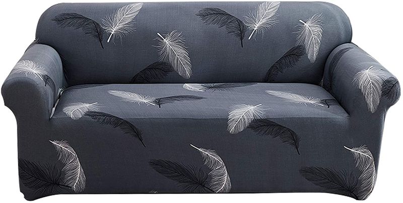 Couch Cover Stretch Material - Grey Feathers