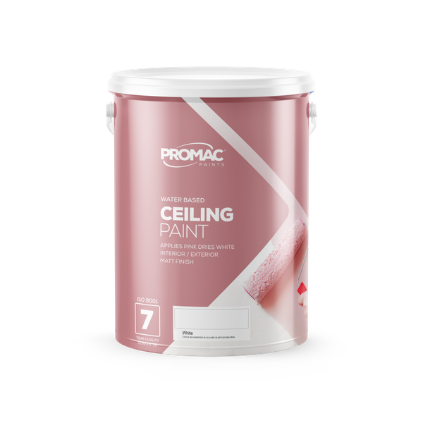 Promac Paints - Ceiling Paint Interior &amp; Exterior Ceiling Paint 5L - Pink to White
