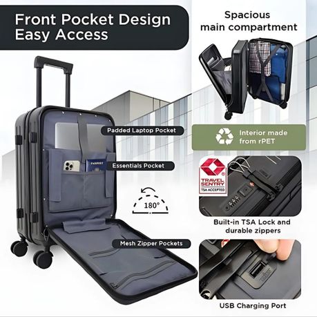 Seattle Carry on Luggage Spinner and USB Port 55cm Shop Today. Get it Tomorrow takealot