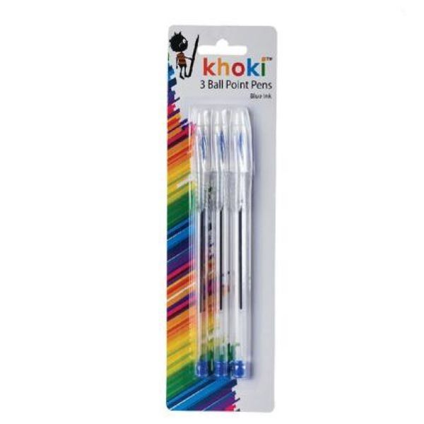 Khoki 3 ballpoint pens- blue- Pack Of 5