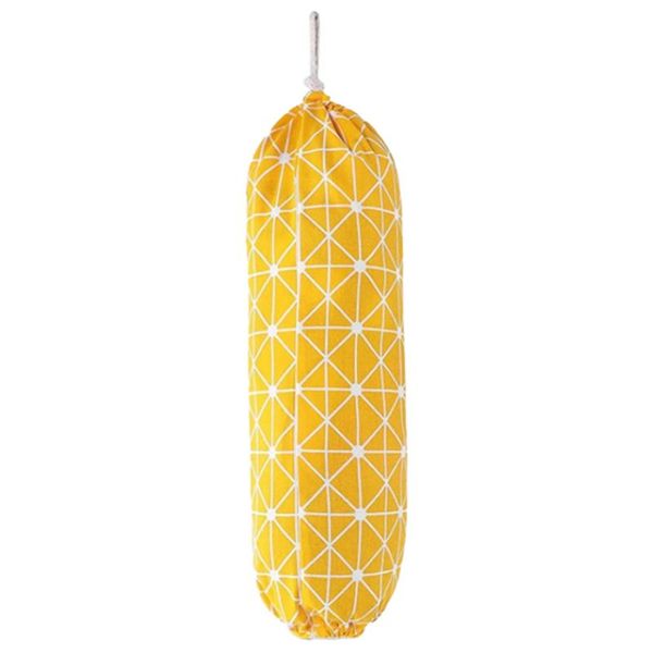 Plastic Bag Holder Foldable Washable Grocery Bag Dispenser (Yellow)
