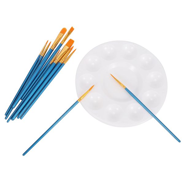 50 Pcs Paint Brushes with 12 Pcs Paint Palette Trays for Kids and Adults to