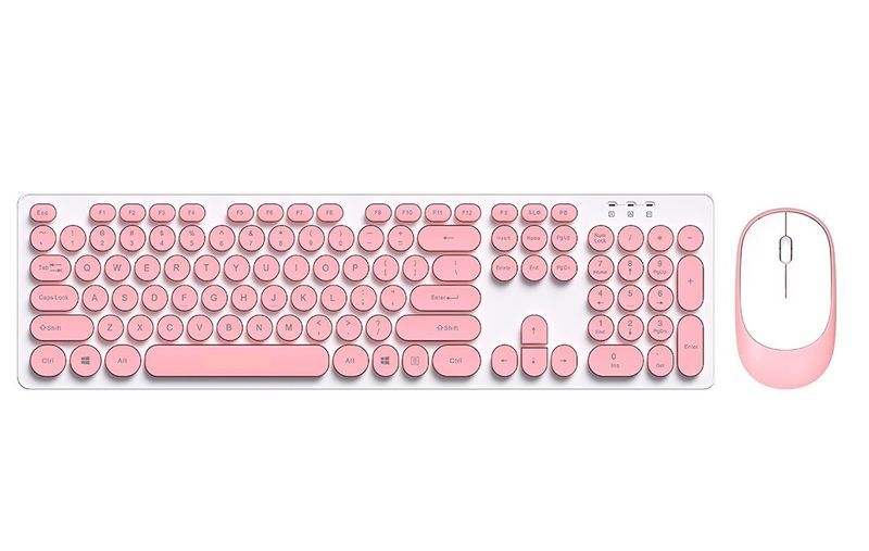 (SI-K/BOA-158) Round Keycap Punk Style Retro Wireless Keyboard &amp; Mouse