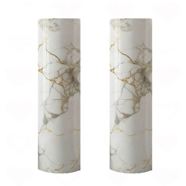 2PCS White Marble Self-Adhesive Paper Waterproof Countertop Decor Film