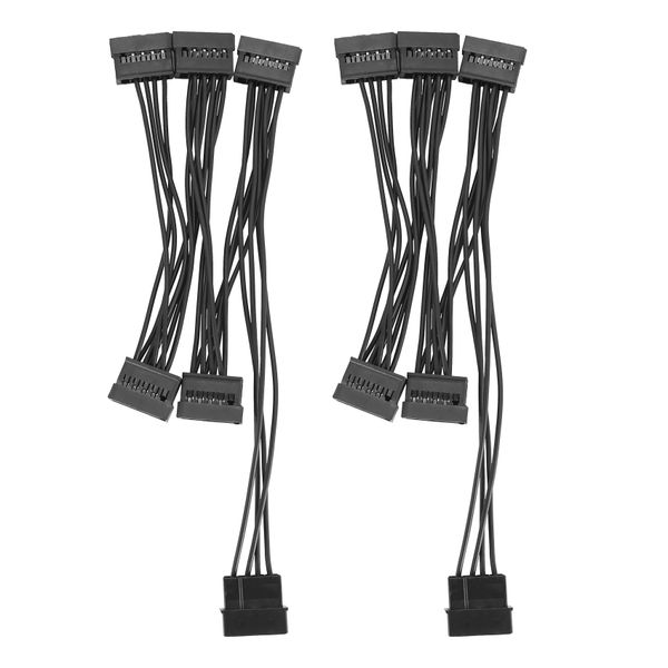 2PCS molex 4Pin IDE to 5 SATA 15Pin Hard Drive Power Splitter Cable