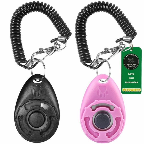 2 Pack Dog Clicker Pet Training Clicker with Wrist Strap for Dog/Cat/Horse