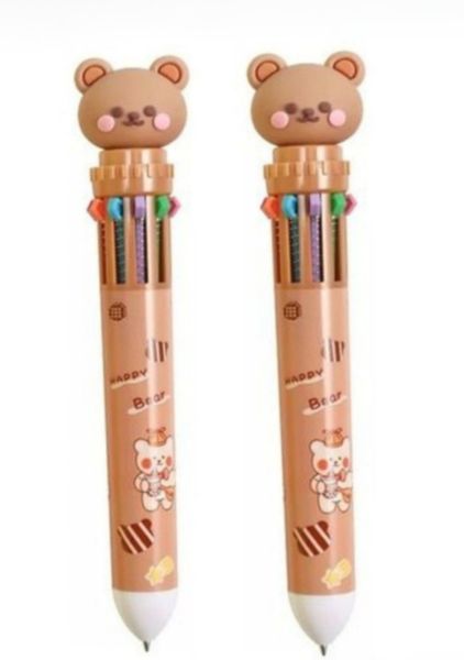2 Pack 10 -in- 1 Multi Coloured Panda Retractable Ball Point Pens