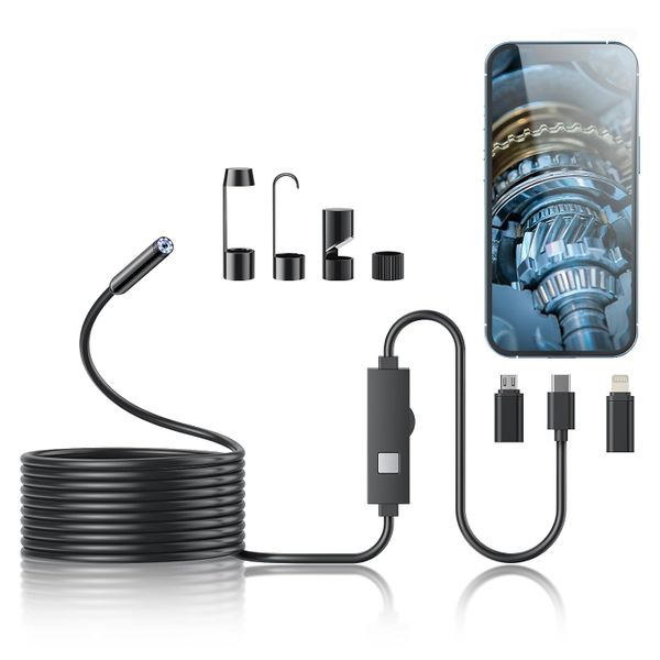 5m - Endoscope Camera with Light | 1920P HD | With 8 Adjustable LED Lights