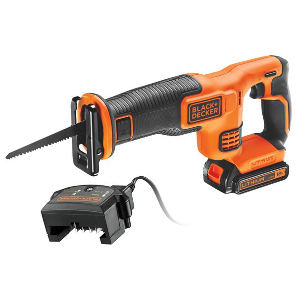 BLACK+DECKER 18V Cordless Reciprocating Saw + Battery + Charger+ Blade