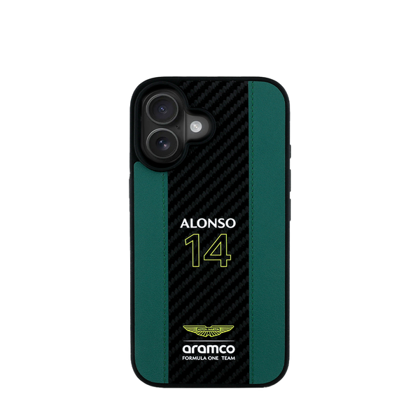 ASTON MARTIN- Aramco F1-Genuine Green IPhone 16 Leather Case