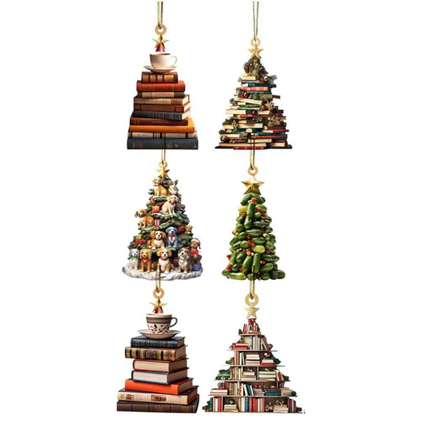 Christmas Tree Hanging Tree Shape Bookshelf Pendant, Christmas Hanging Orna