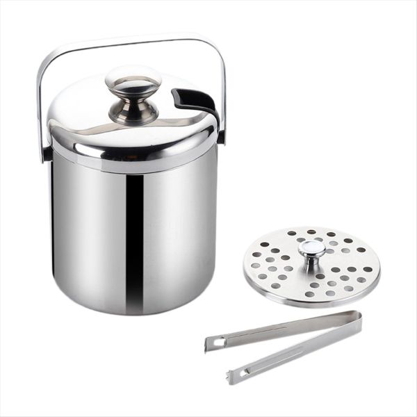 Ice Bucket with Lid and Tong Insulated Ice Bucket with Strainer B