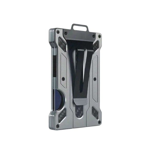 Minimalistic Credit Card Holder With Carbon Fiber Shell - Silver &amp; Black