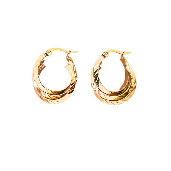 Gold Textured Stainless Steel Hoops