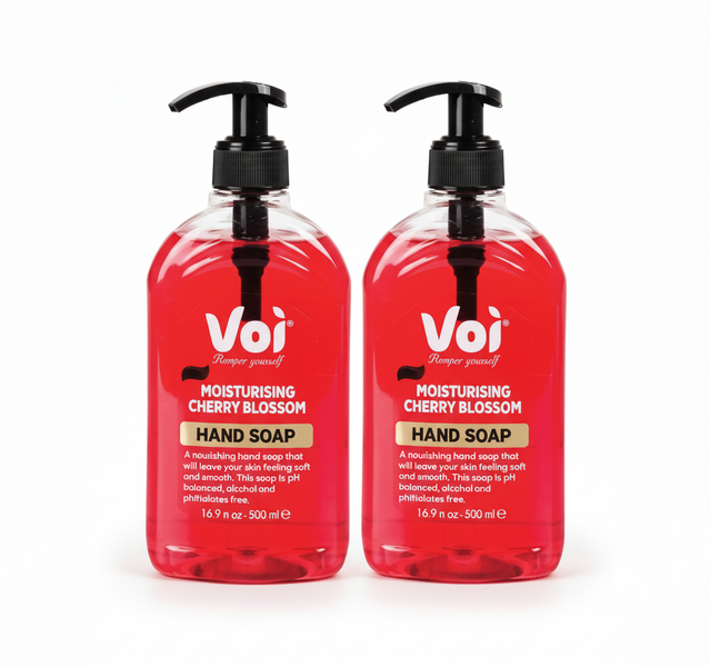 Voi Cherry Blossom Hand Soap 500ml - pH Balanced &amp; Alcohol-Free - 2 Pack