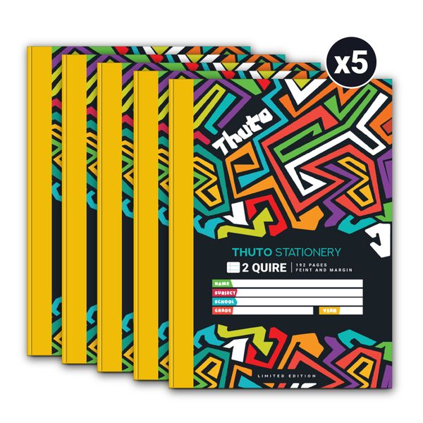 Thuto A4 192 Quire Feint &amp; Margin Counter Book (Pack of 5)-Limited Edition