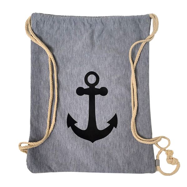 Beach Bag - Sling Back Pack - Material - Anchor - Grey