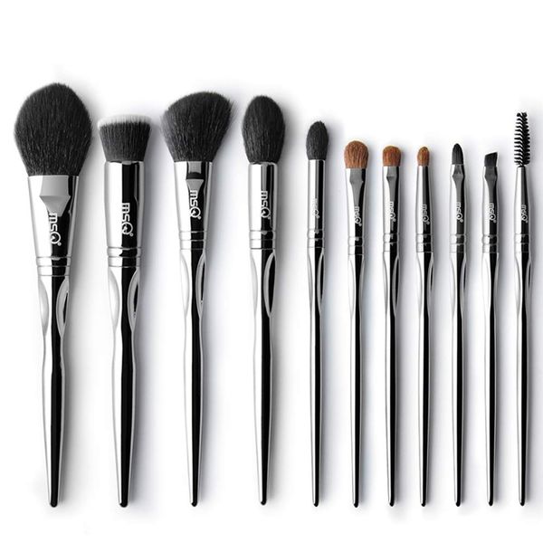 Makeup Brushes Set Willou Cosmetics Professional 11 Piece Silver + Pouch