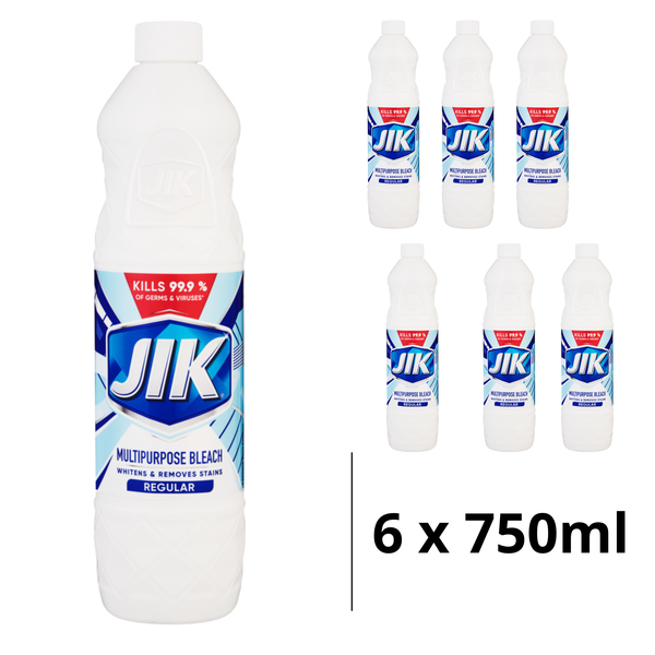 JIK 6 x 750ml, Germ Killing, Liquid Thin Bleach, Stain remover, Regular