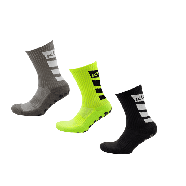 Kupe Active Grip Sock Combo - Calf Black, Lime &amp; Grey