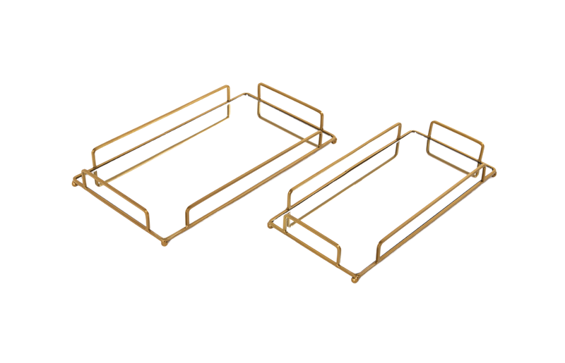 Pixie Gold Mirror Trays - Set of 2