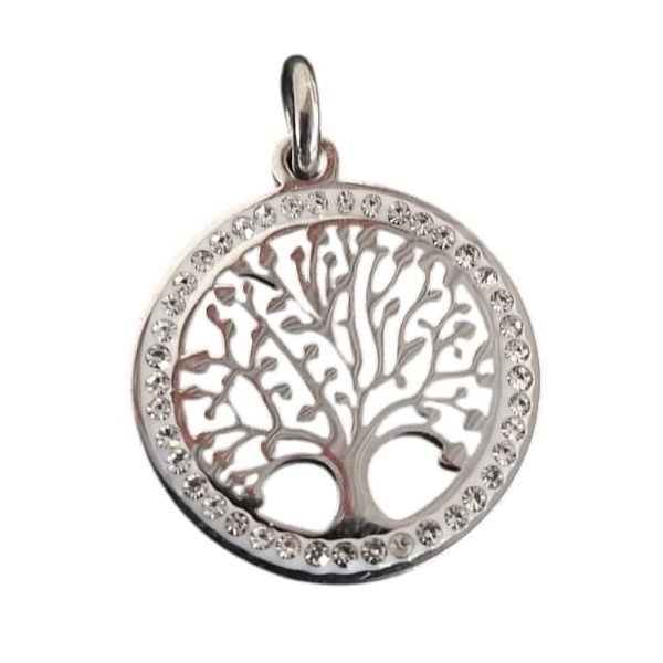 Stainless Steel Pendant With Zirconia - Tree Of Life