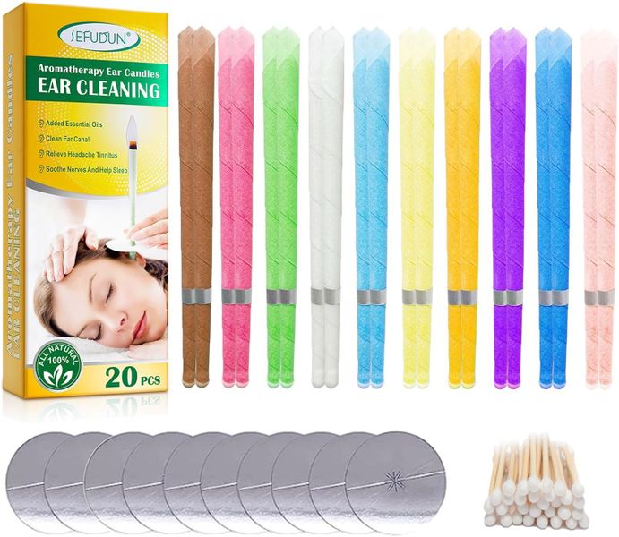 Sefudun Ear Cleaning Candle Aromatherapy Trumpet Shaped Multi-color -Soothing-20pcs