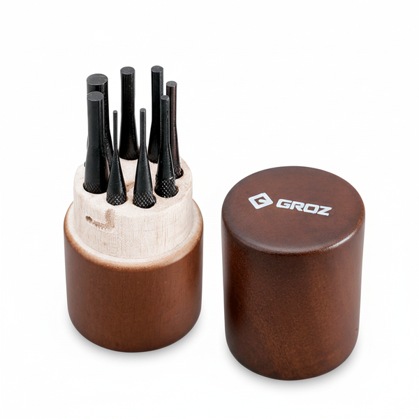 Groz - Punch Pin Set - 1.5-8mm in Storage Box - Precision Tool Kit