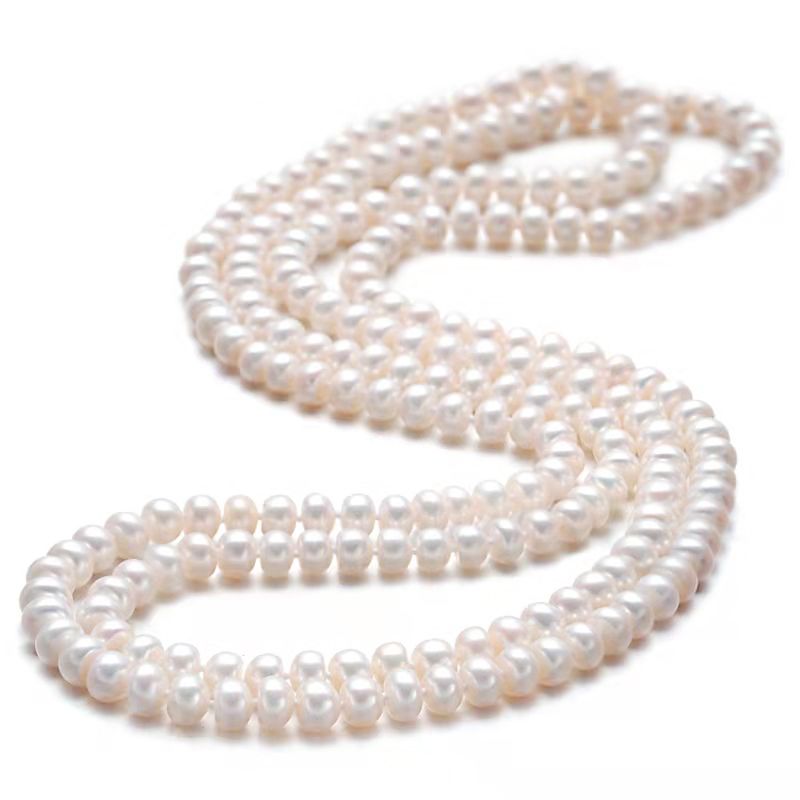 Long (115cm) Ladies Creamy White Spiral Cutrured Pearls Necklace | Shop ...