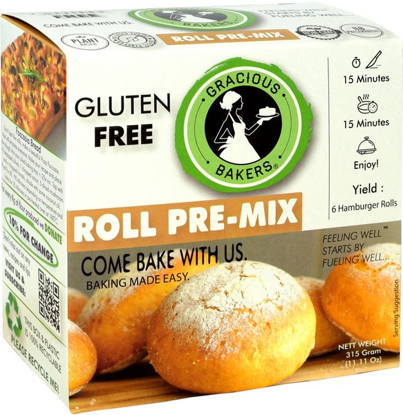 3 X Gracious Bakers Vegan Hamburger Roll Pre-Mix -( 3 x 315 Gram)